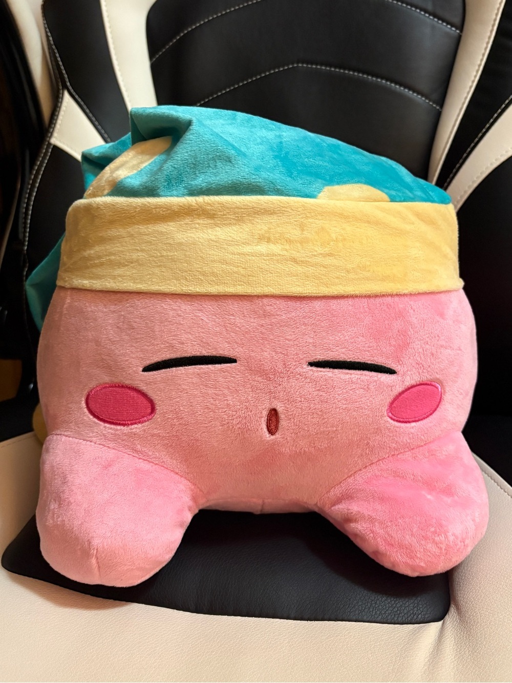 Large Nintendo Kirby Sleeping Plush with Nightcap Pink Stuffed Toy 12 Inch